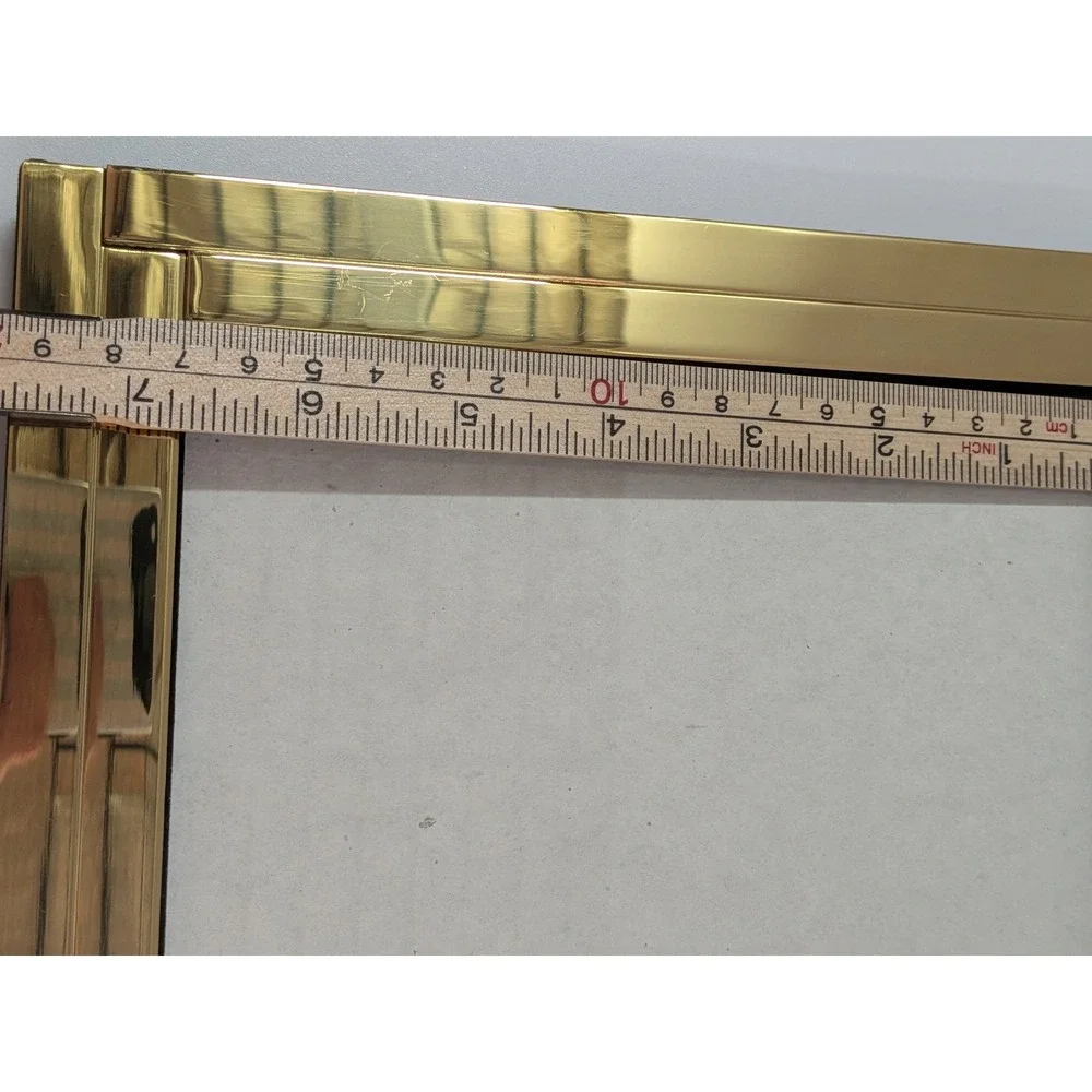 Gold Tone Metal Tiered Border Picture Frame Polished Modern Tabletop 5x7 Opening
